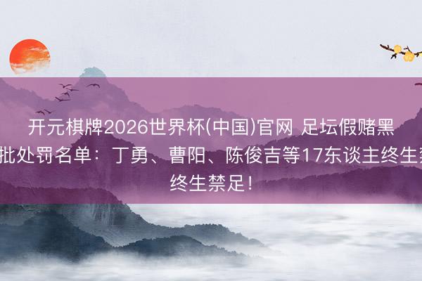 开元棋牌2026世界杯(中国)官网 足坛假赌黑第三批处罚名单：丁勇、曹阳、陈俊吉等17东谈主终生禁足！